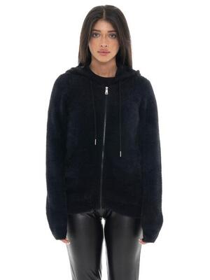 Dames hoodie met capuchon en rits en leone 1947 glam winter logolabel