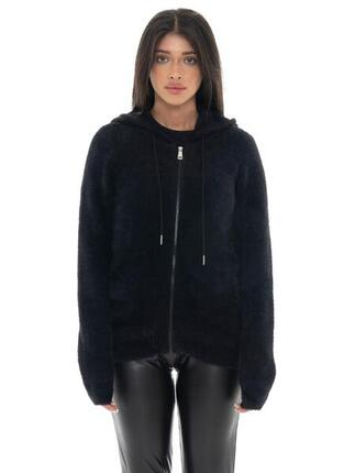 Pull zippé à capuche pour femme avec étiquette logo Leone 1947 Glam Winter