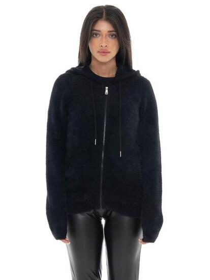 Maglia da donna cappuccio e zip con etichetta logata Leone 1947 Glam Winter