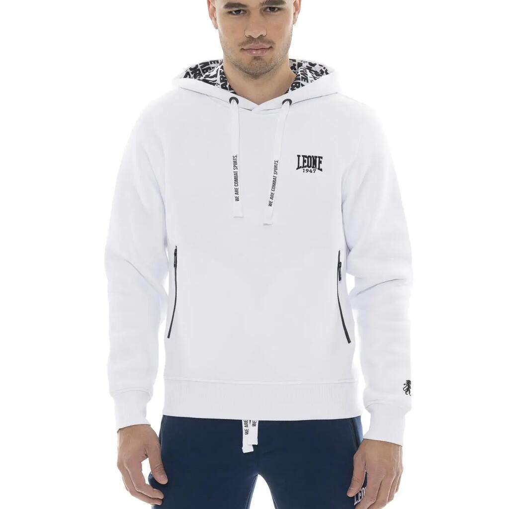 Men's winter pull-on hoodie with small Leone 1947 Soft Basic logo