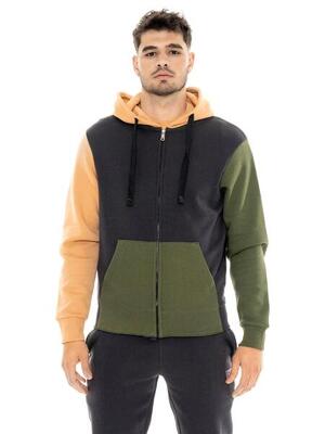 Felpe invernale uomo con cappuccio e zip logo piccolo Leone 1947 Color Block