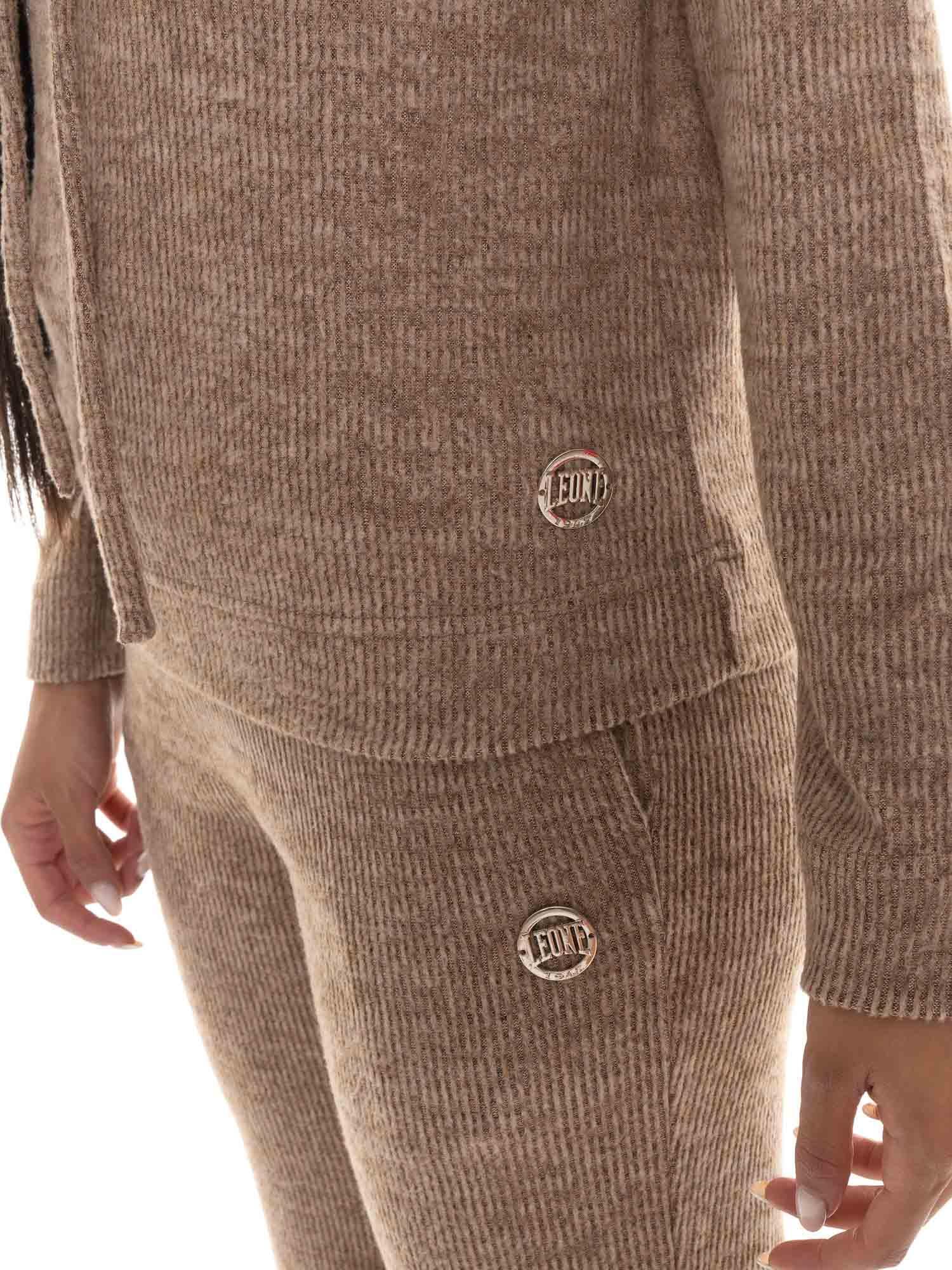 Moletom feminino Leone 1947 Warm Touch com capuz canelado para o inverno. 3/7