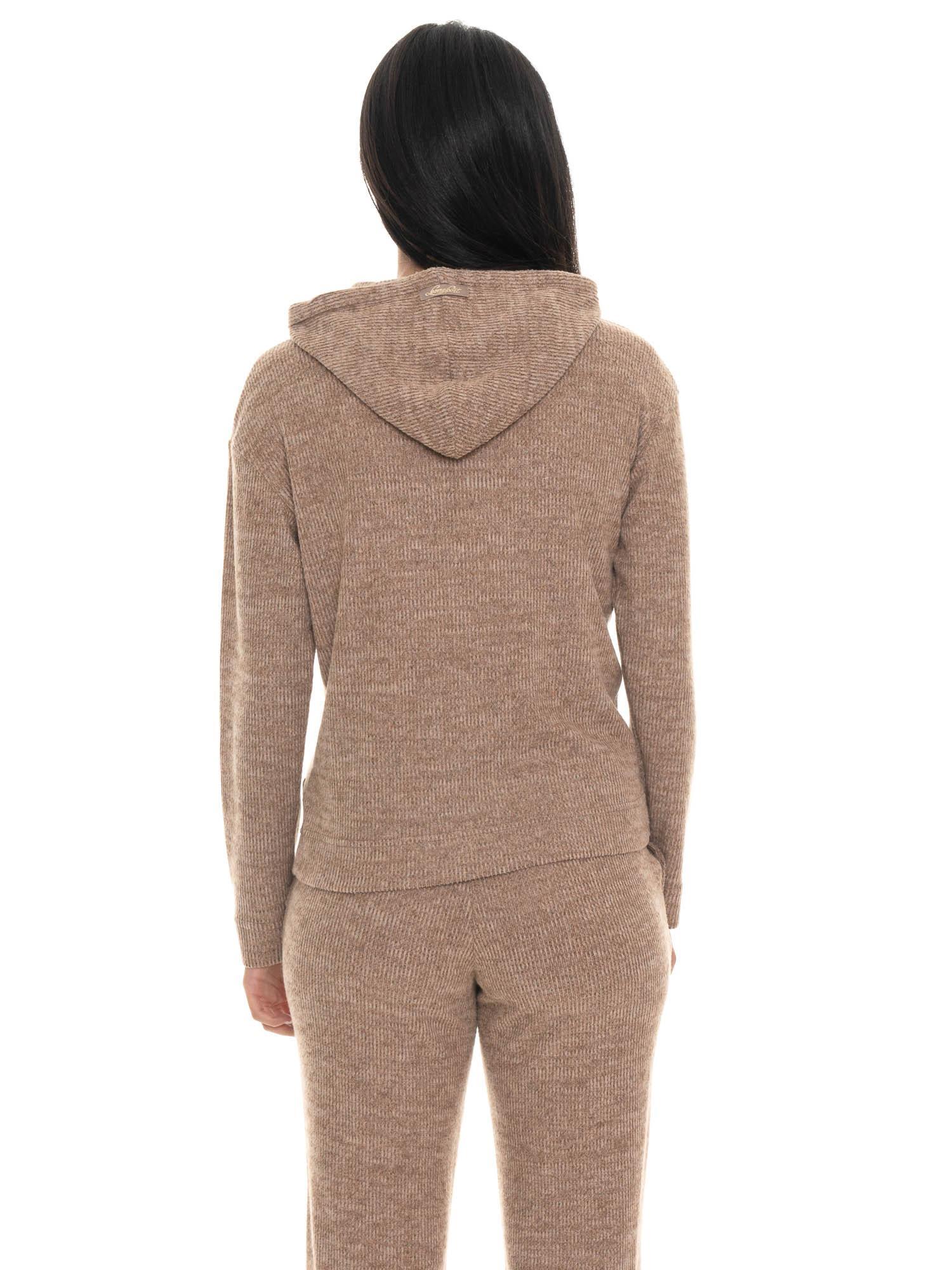 Moletom feminino Leone 1947 Warm Touch com capuz canelado para o inverno. 4/7