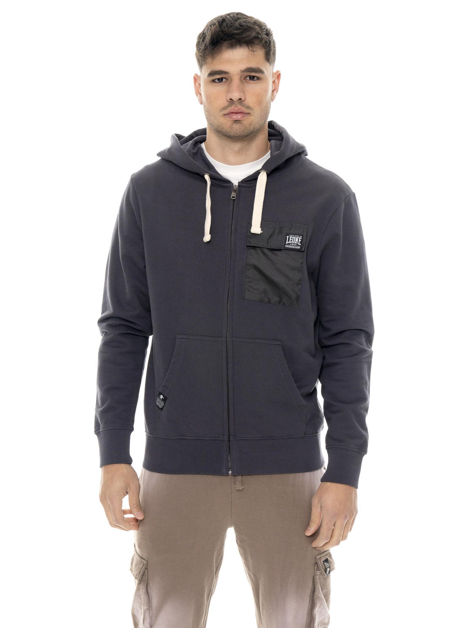 Felpa invernale uomo con cappuccio e zip Leone 1947 Vintage Dept. 1/6