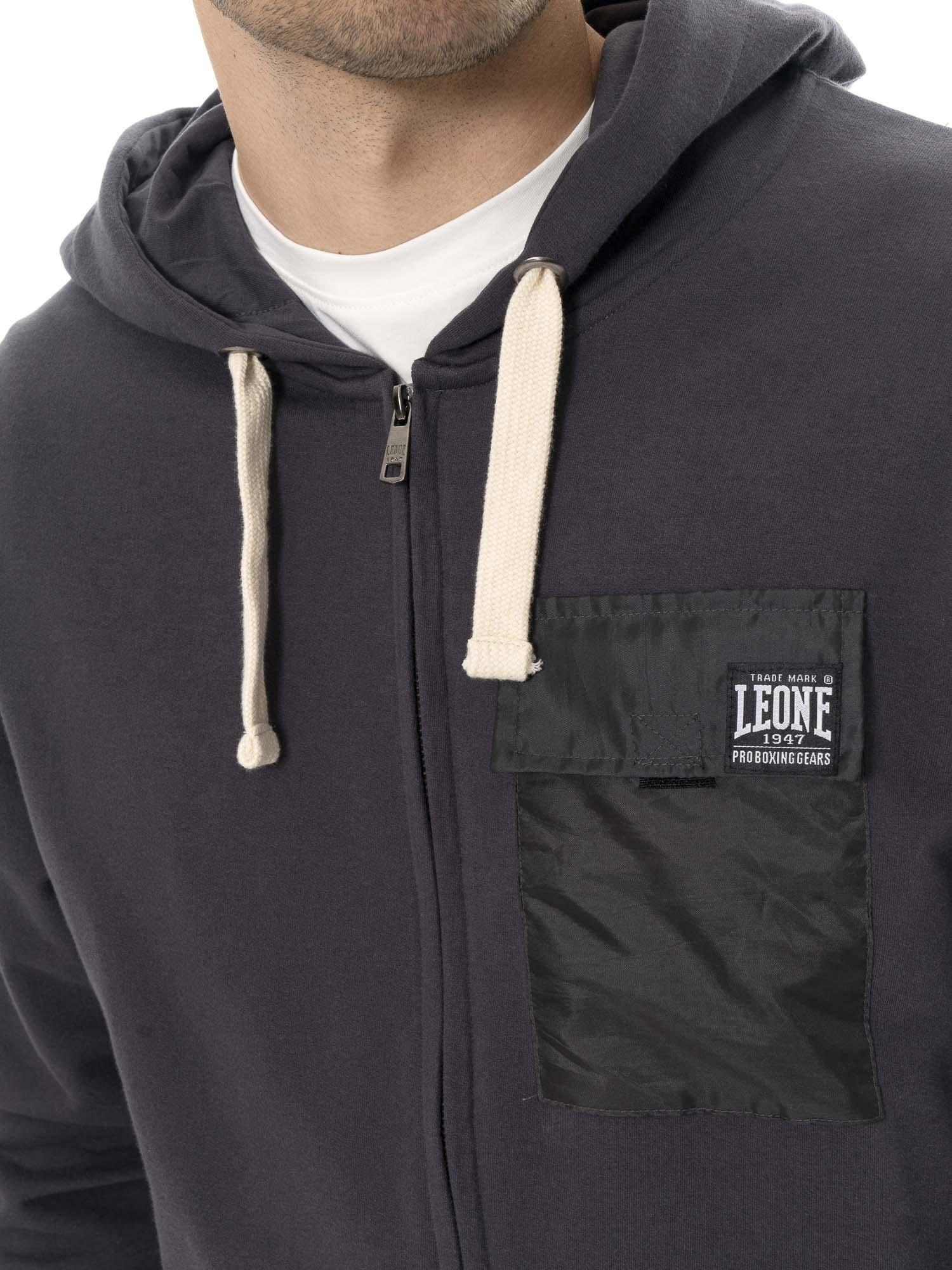 Felpa invernale uomo con cappuccio e zip Leone 1947 Vintage Dept. 3/6