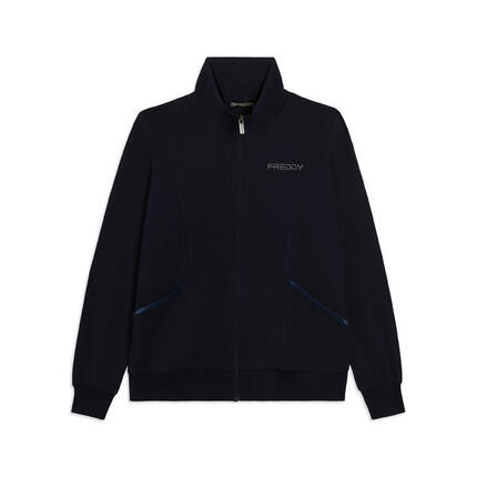 Sweat-shirt zippé et col montant en jersey élastique