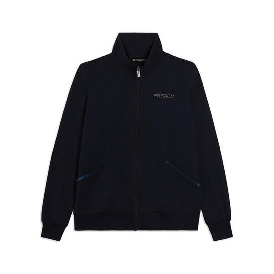 Sweat-shirt zippé et col montant en jersey élastique