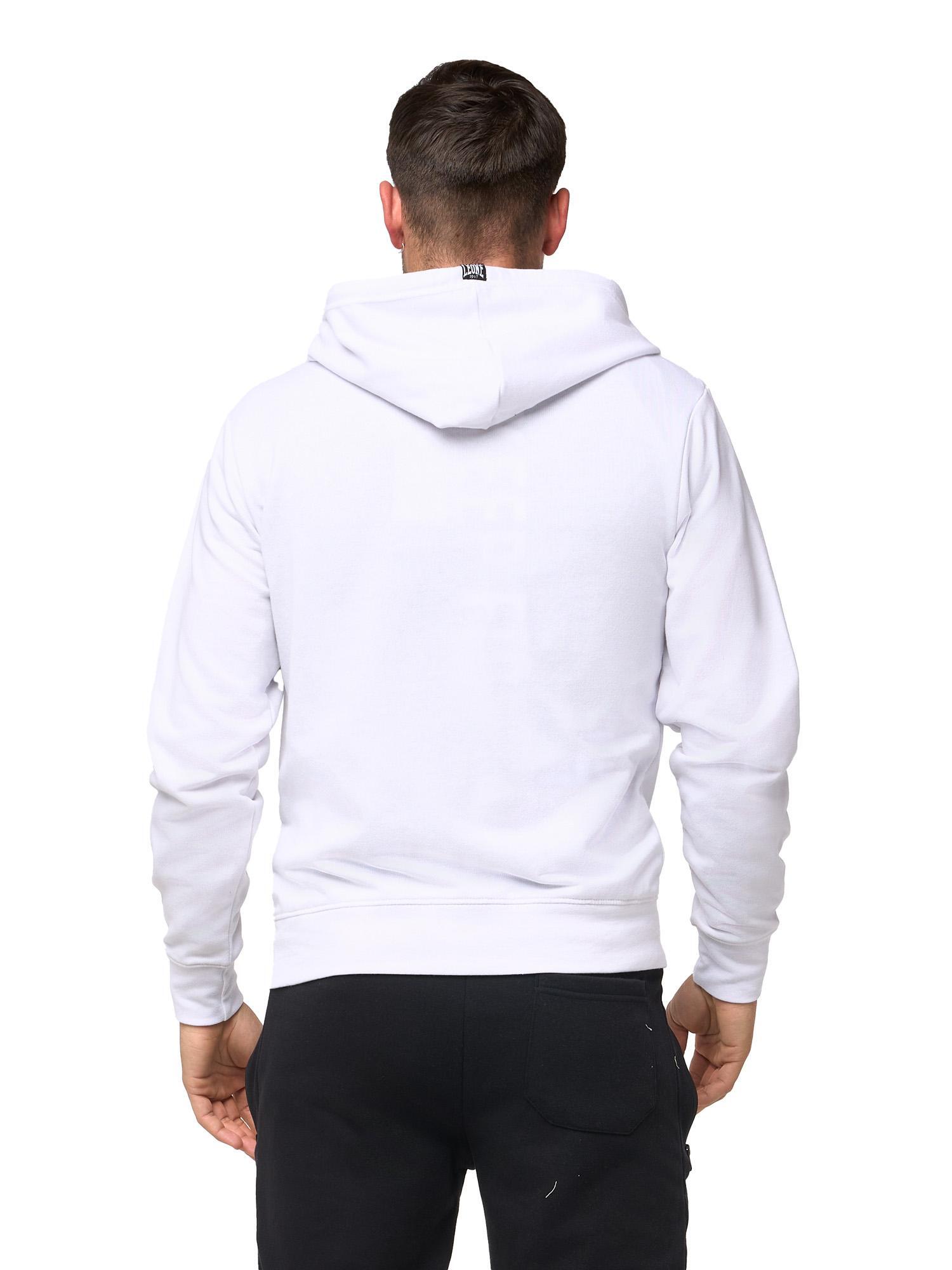 Leone Schwarz-Weiß Herren-Kapuzenpullover mit Reißverschluss 4/5