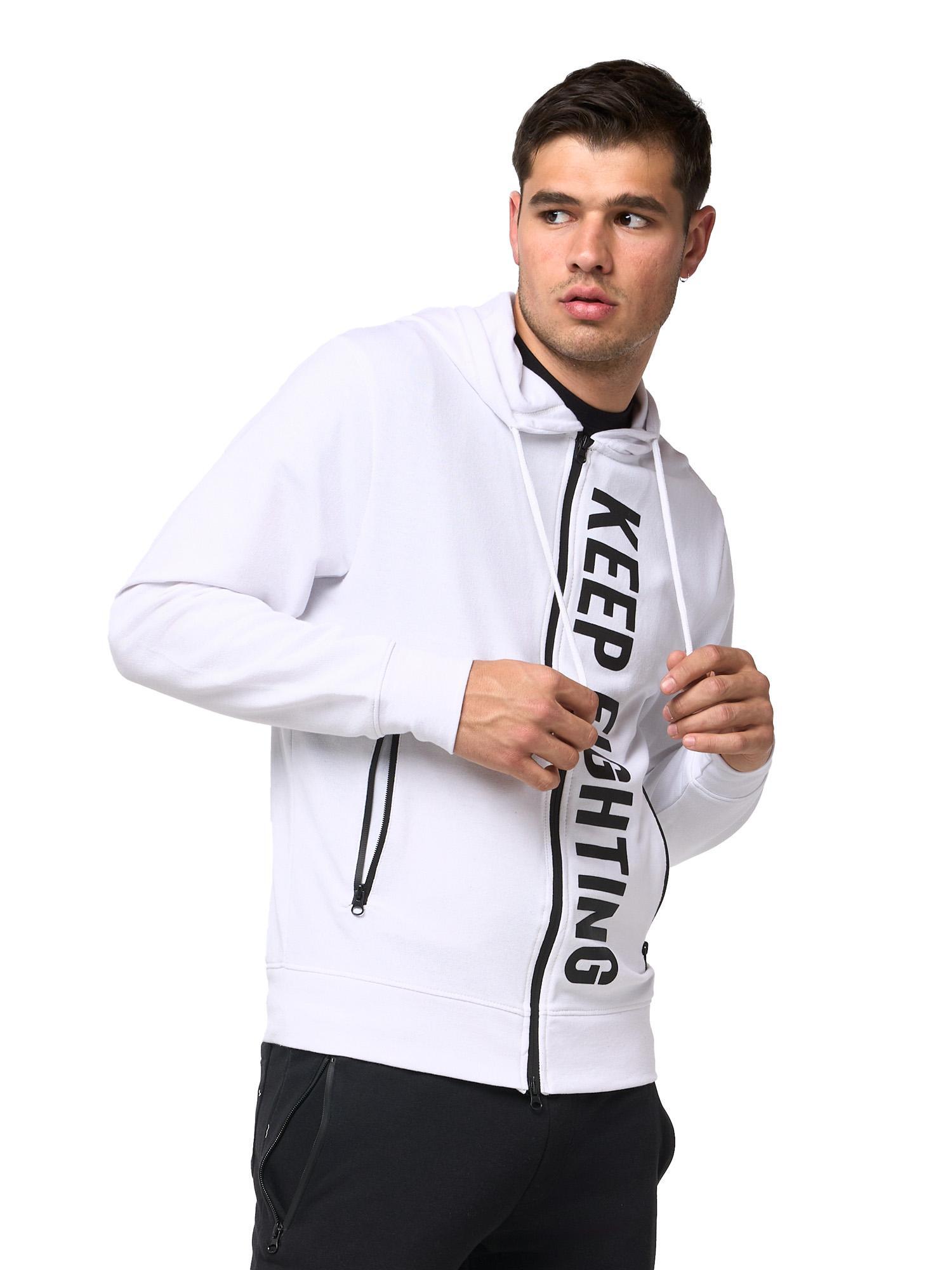 Leone Schwarz-Weiß Herren-Kapuzenpullover mit Reißverschluss 3/5