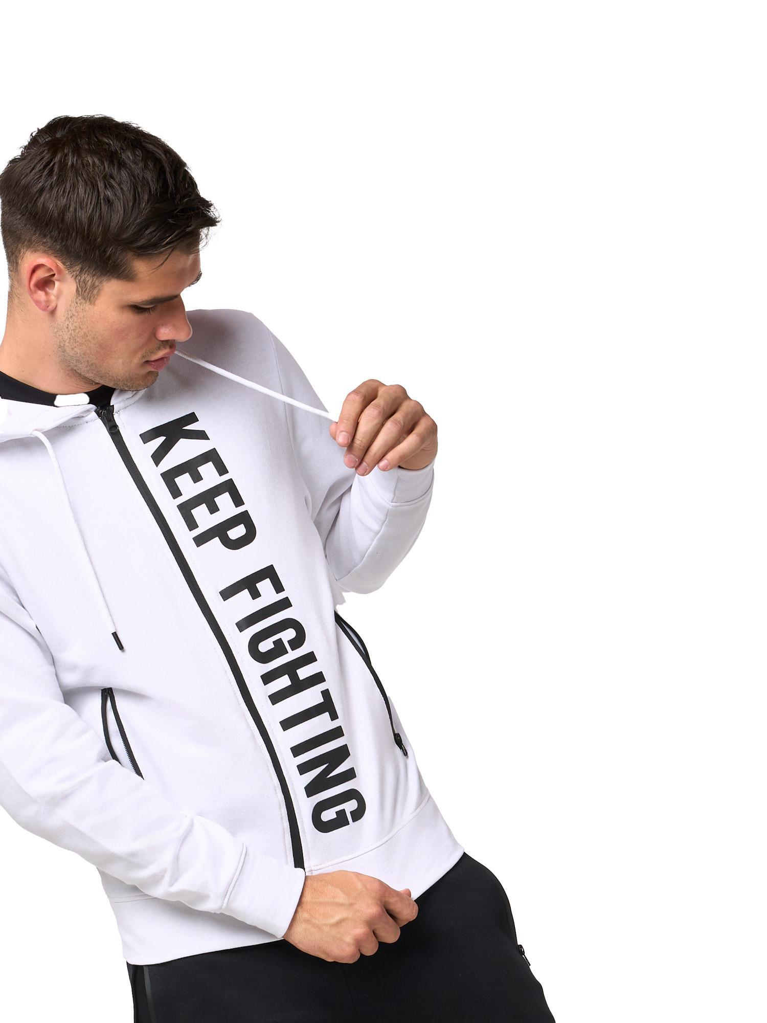 Leone Schwarz-Weiß Herren-Kapuzenpullover mit Reißverschluss 5/5
