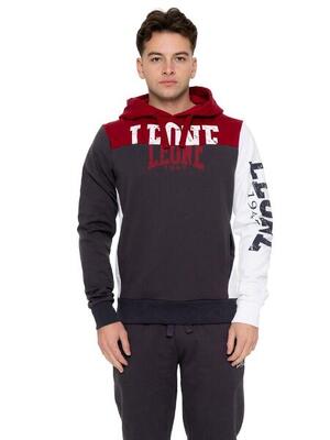 Felpe invernale uomo con cappuccio pull on logo grande Leone 1947 Color Block
