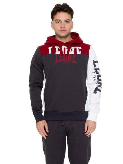 Felpe invernale uomo con cappuccio pull on logo grande Leone 1947 Color Block