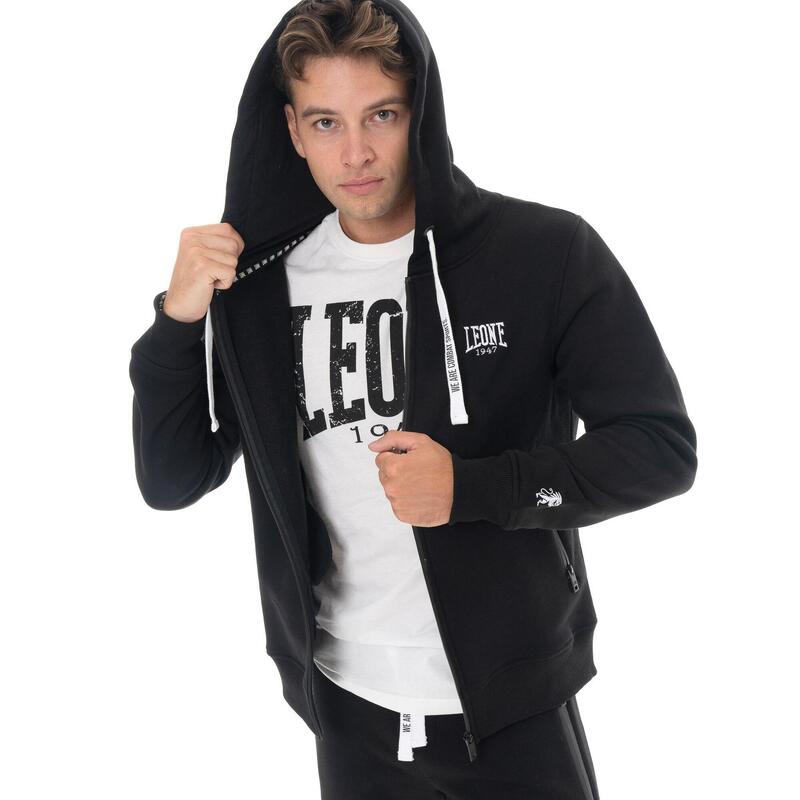 Hanorac bărbați Leone 1947 Apparel Soft Basic glugă și fermoar logo mic