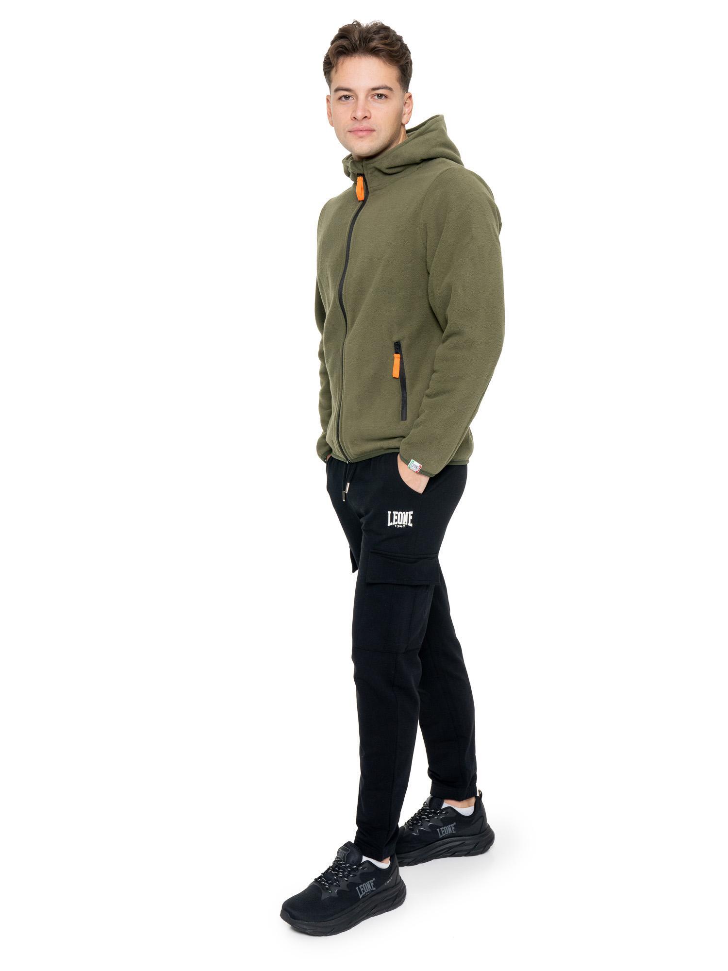 Pile in micropolar con cappuccio e zip con etichetta Leone 1947 2/5