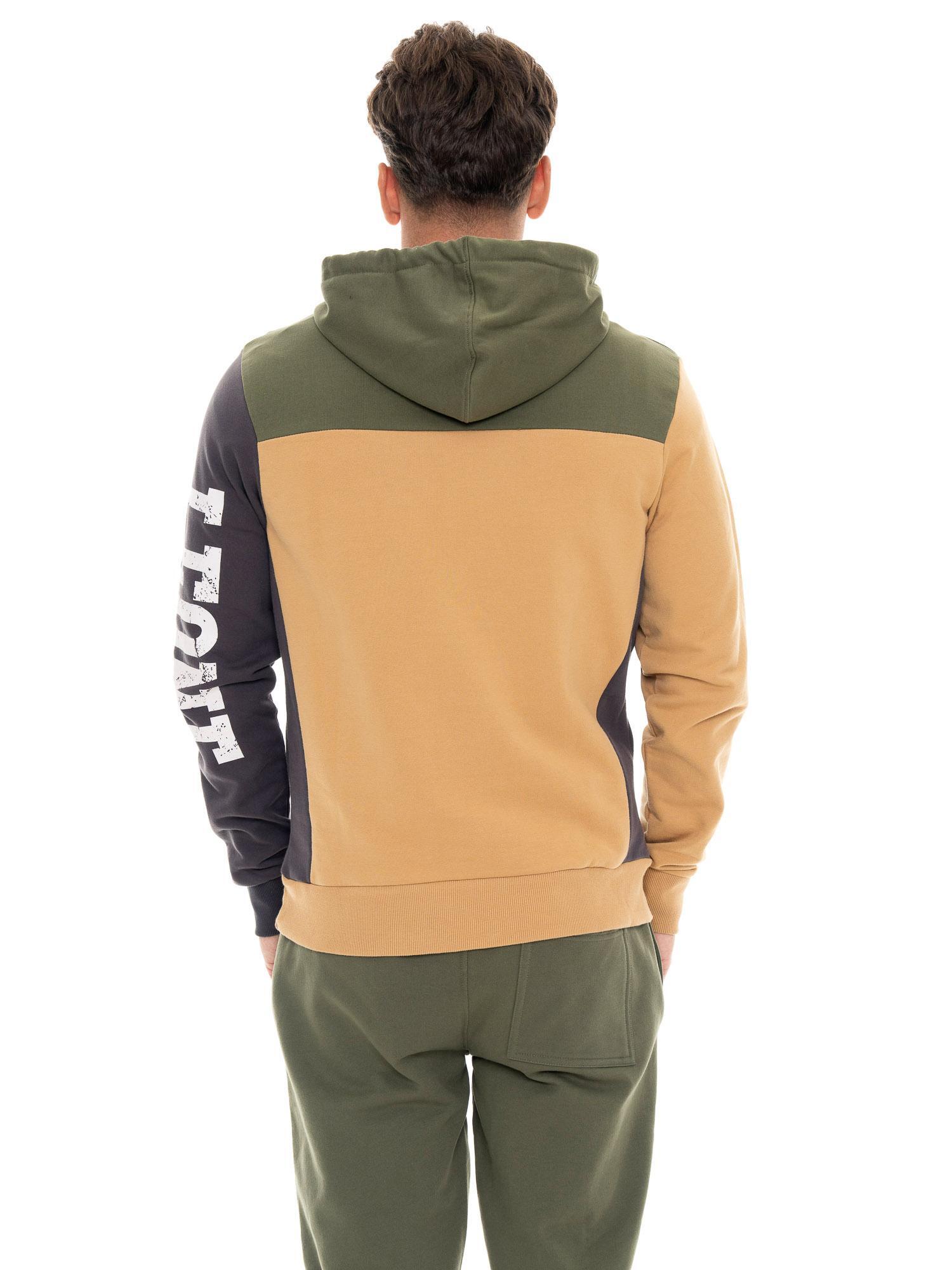 Felpa invernale uomo con cappuccio pull on, logo grande Leone 1947 Color Block 4/5