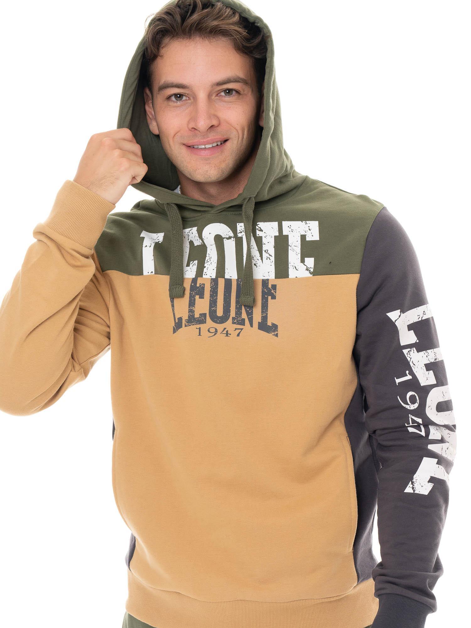Felpa invernale uomo con cappuccio pull on, logo grande Leone 1947 Color Block 5/5