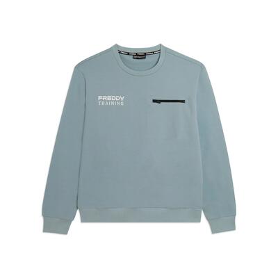Felpa girocollo in baby french terry con taschino zip