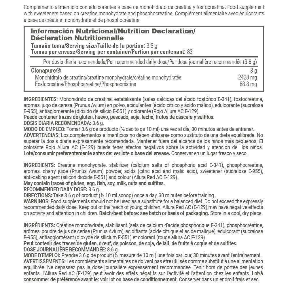 Creatine monohydrate clonapure - 300g Sucette de MASmusculo 5/6
