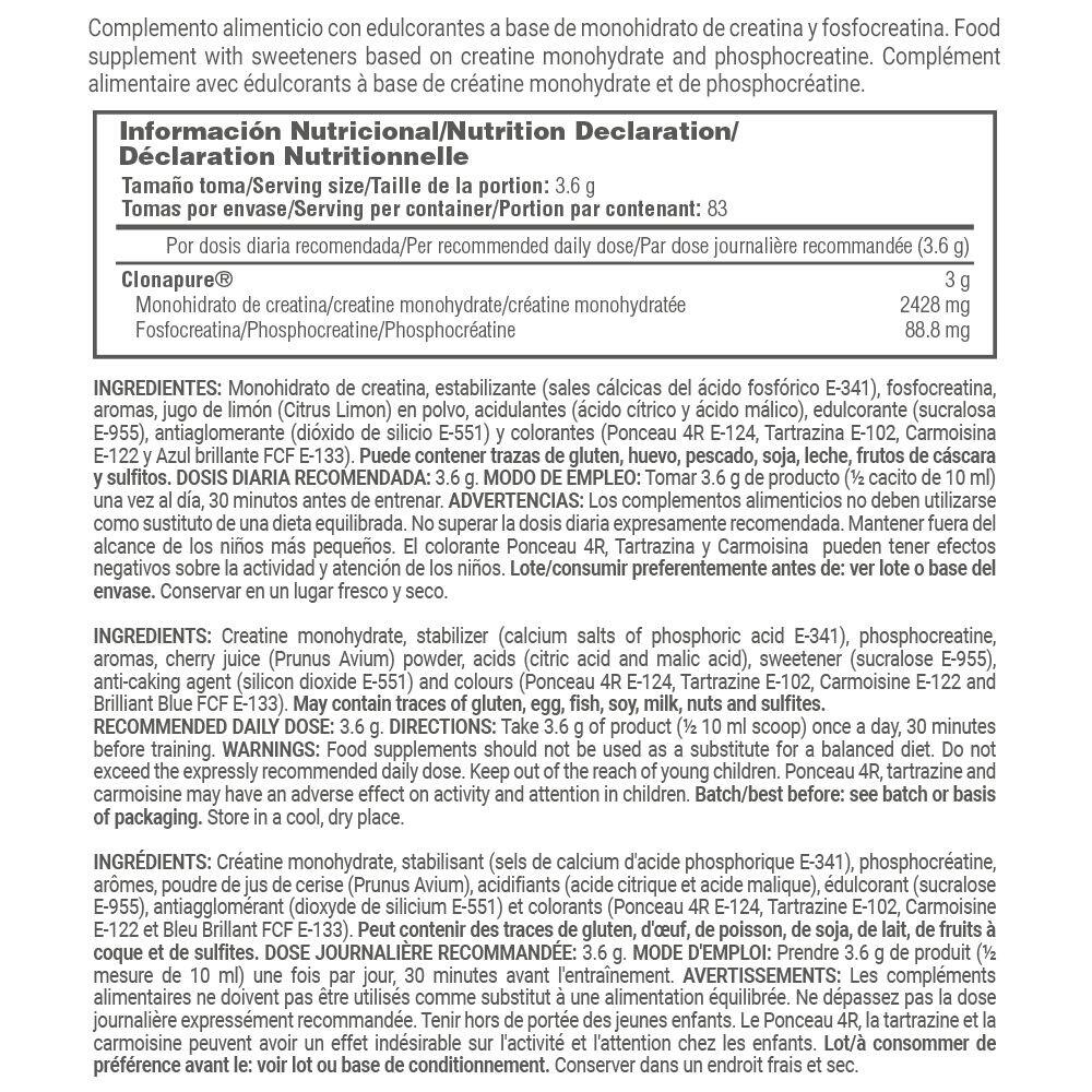 Creatine monohydrate clonapure - 300g Boisson énergique de MASmusculo 5/6