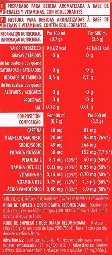 Sport drink zero caffeine - 5 sticks Linha da Nutrisport 2/3