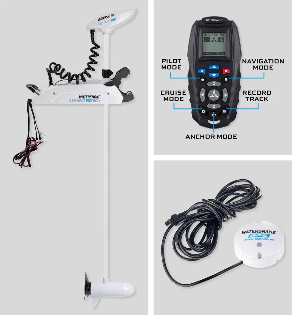 Boegmotor Watersnake Geo-Spot GPS 80lb met schacht van 78" 2/6