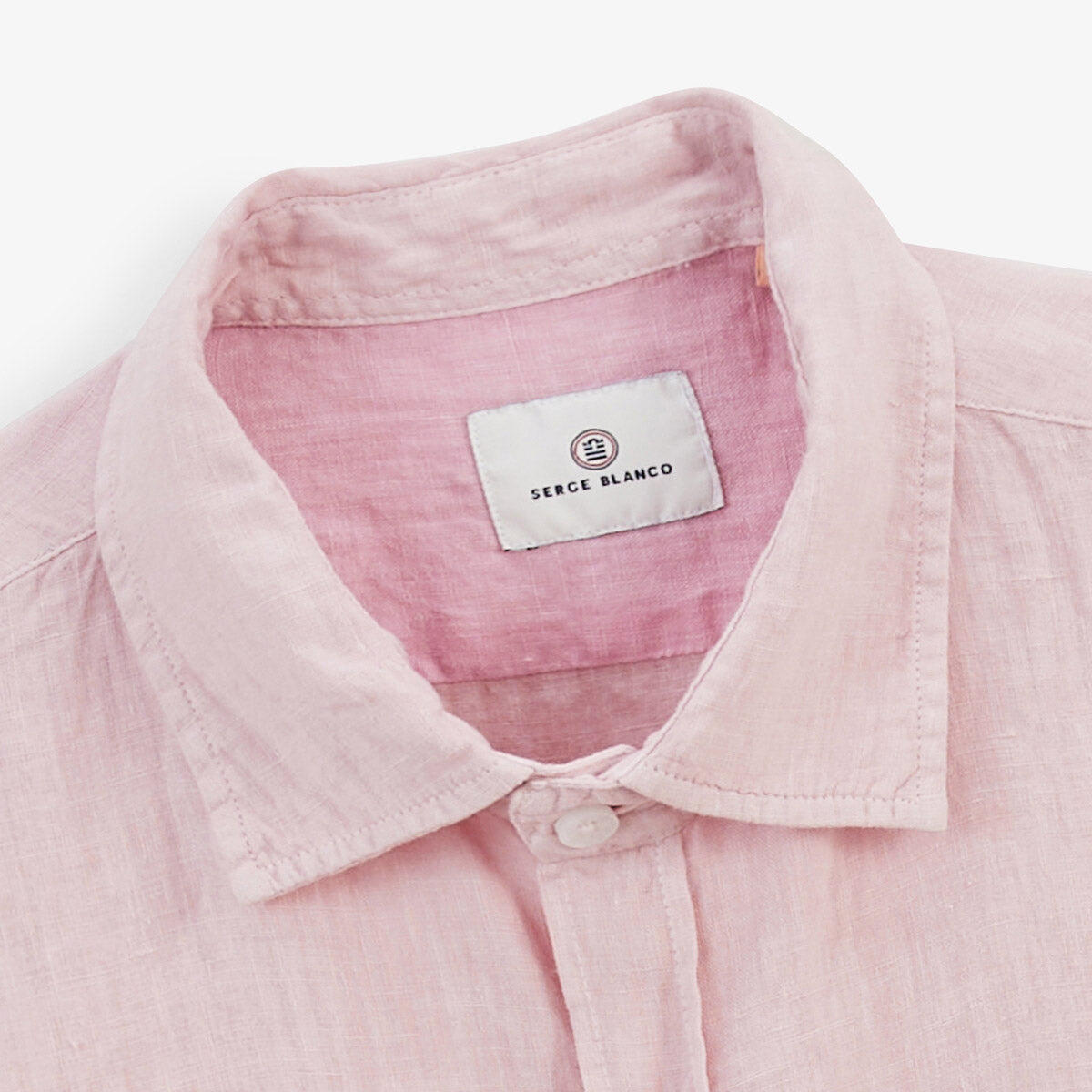 Camicia a maniche lunghe in lino rosa tinta unita 4/5