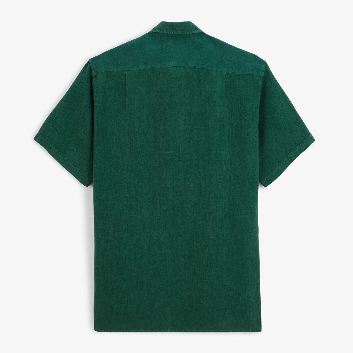 Camicia a maniche corte in lino verde oliva 3/5