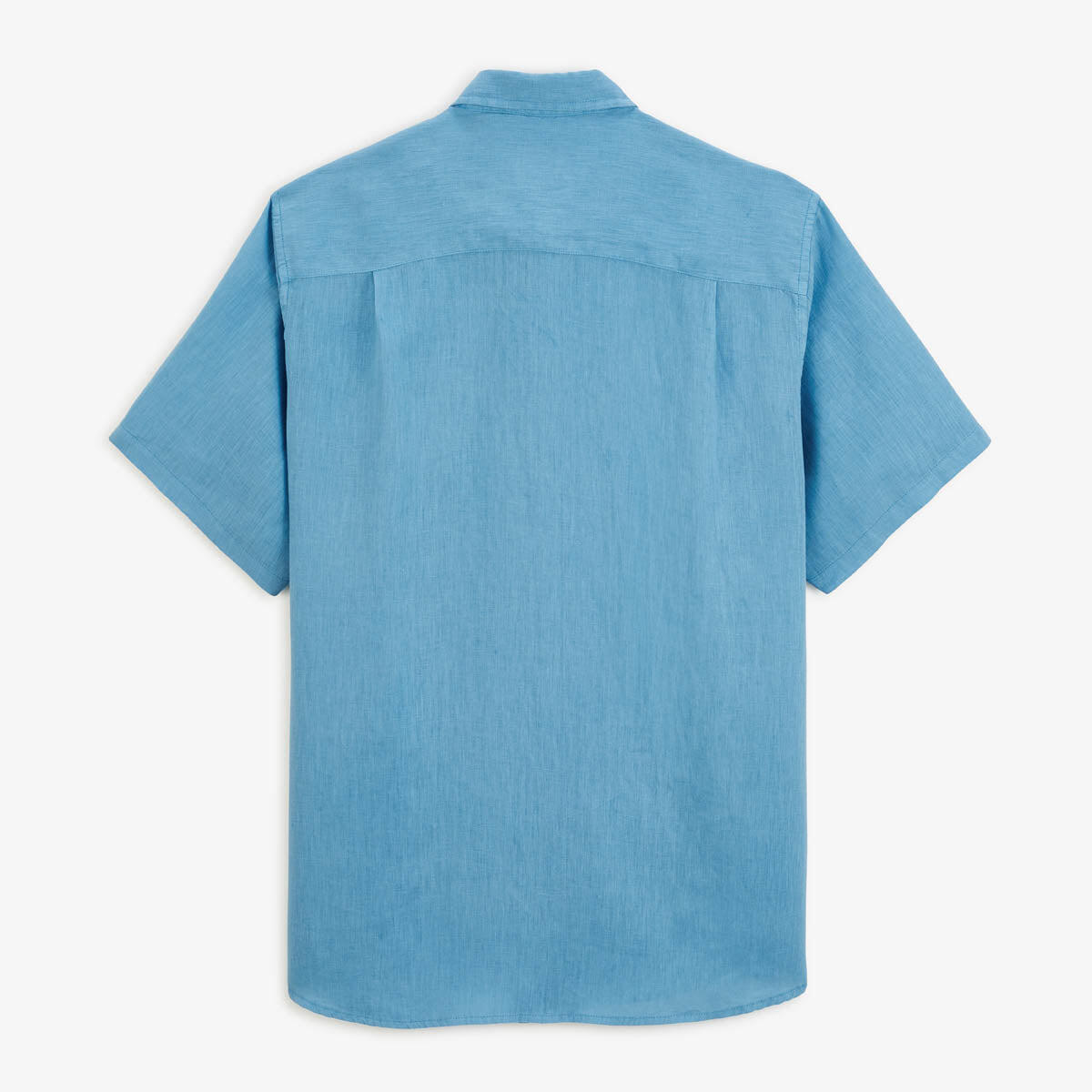 Camicia a maniche corte in lino blu oceano 3/5