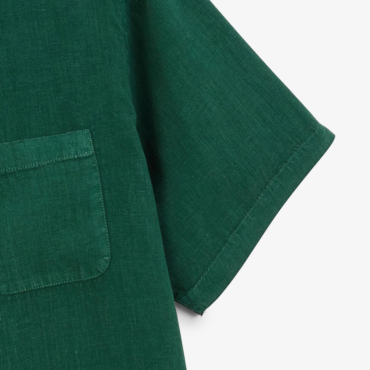 Camicia a maniche corte in lino verde oliva 5/5