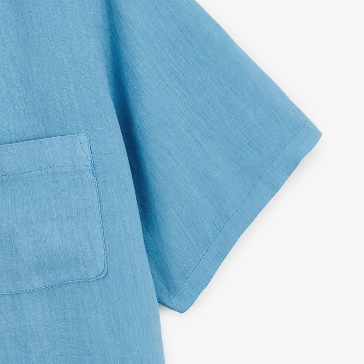 Camicia a maniche corte in lino blu oceano 5/5
