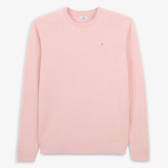 Pull col rond en coton et laine rose Maximus
