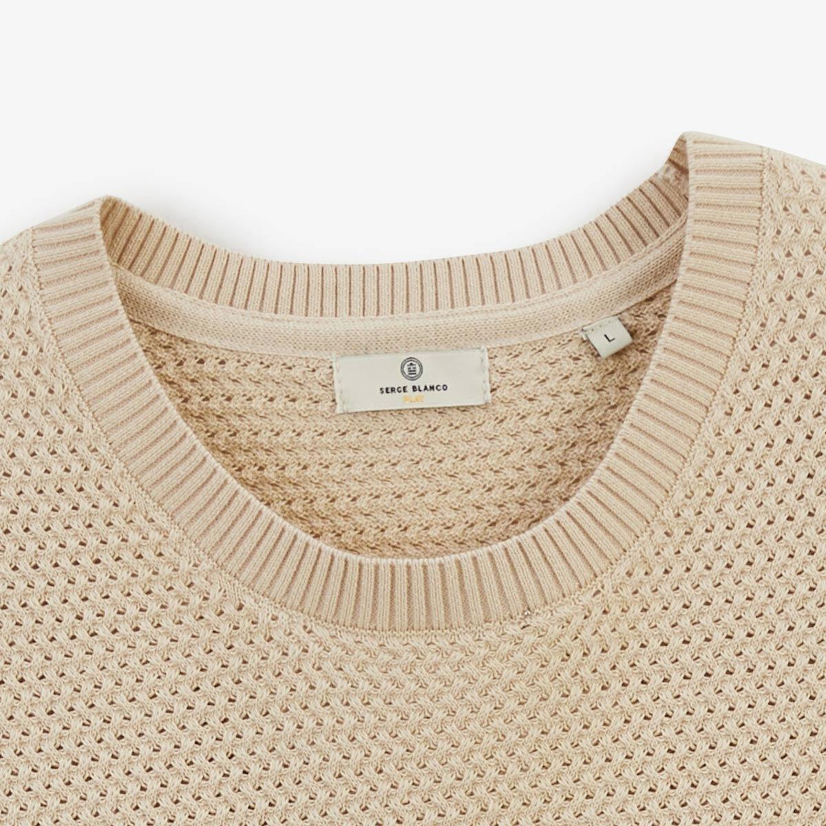 Maglione a maniche corte con collo rotondo in cotone beige avena Milazzo 4/7