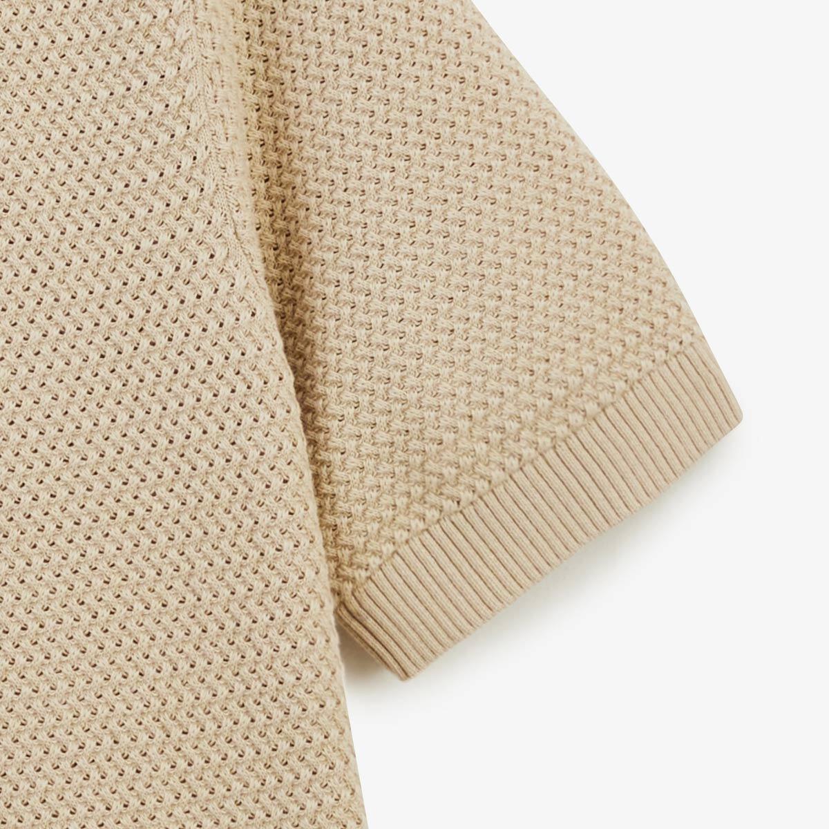 Maglione a maniche corte con collo rotondo in cotone beige avena Milazzo 5/7