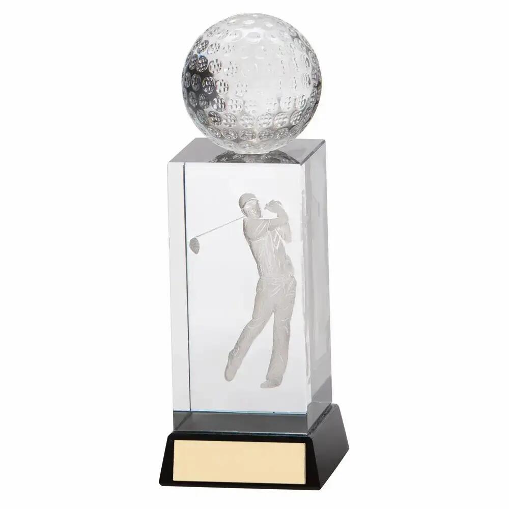 Crystal golf trophy Longridge Stirling 3D Driver
