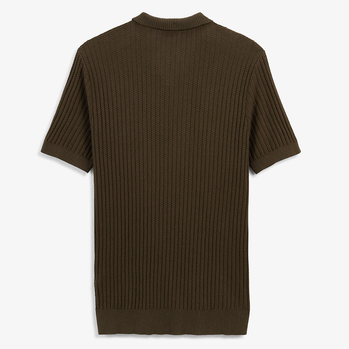 Jersey con cuello polo de algodón y lino verde arcilla Milán 3/6