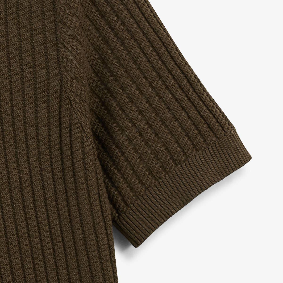 Jersey con cuello polo de algodón y lino verde arcilla Milán 6/6