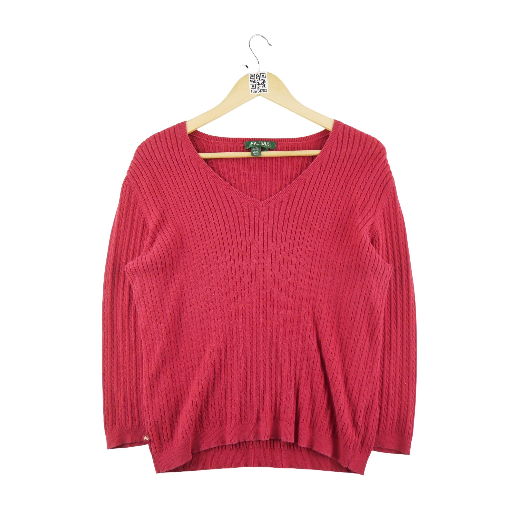 RALPH LAUREN Reconditionné - Pull Femme Rouge - Très Bon État