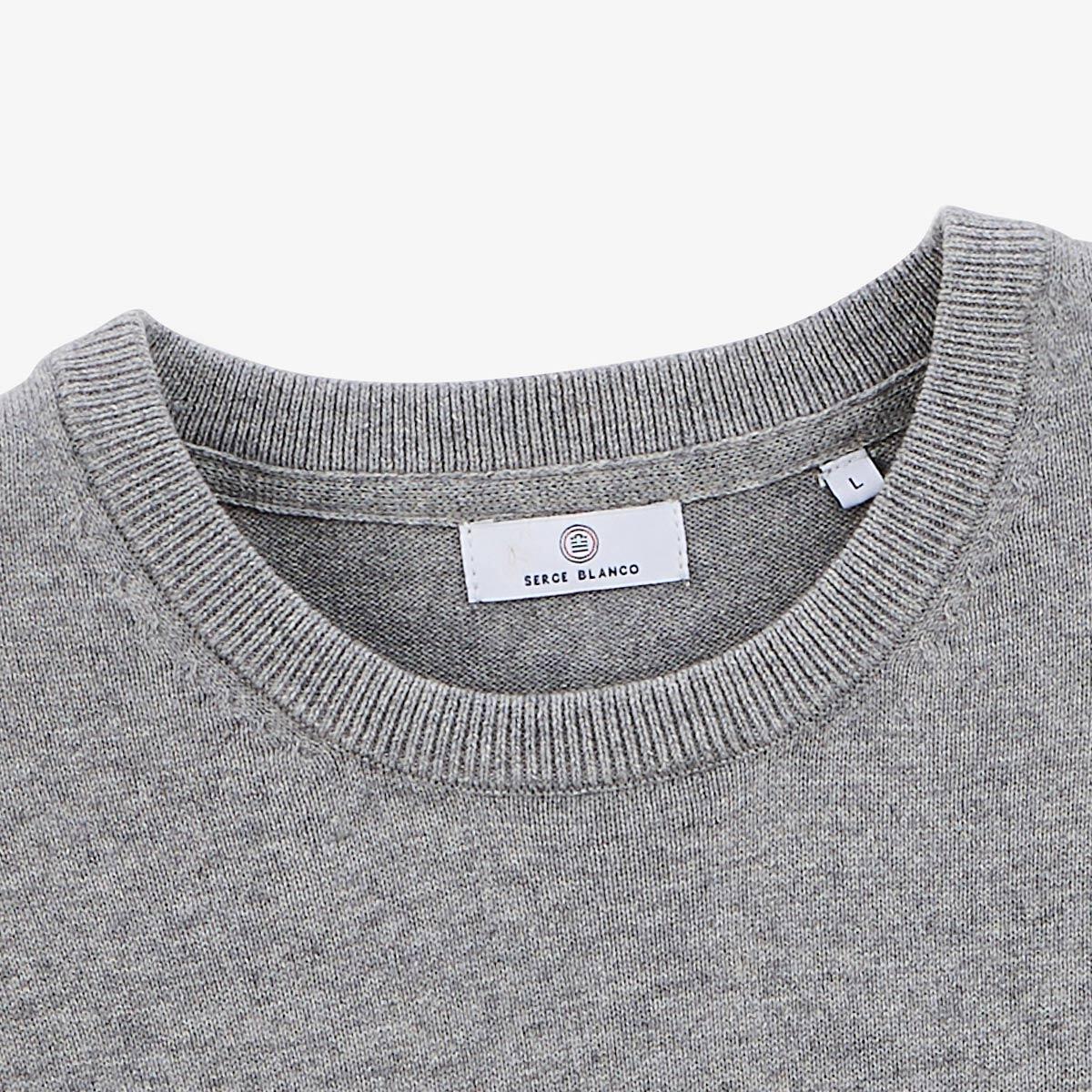 Jersey de cuello redondo de algodón y lana gris jaspeado Maximum 4/6