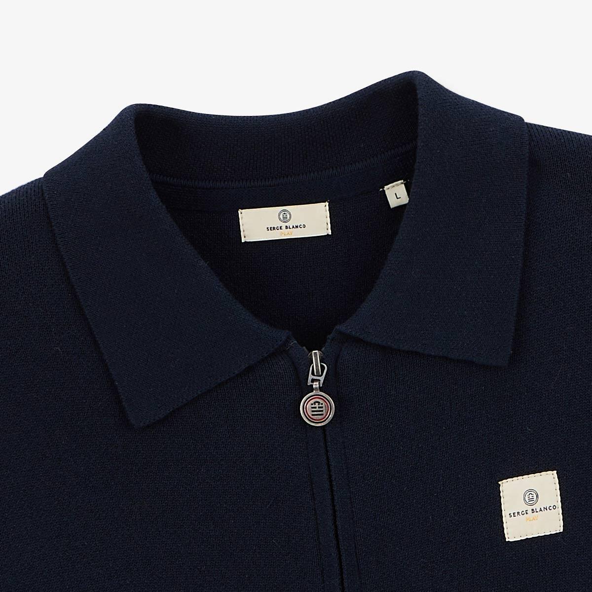 Langemouwen vest met ritssluiting van marineblauw Monza-katoen 4/6