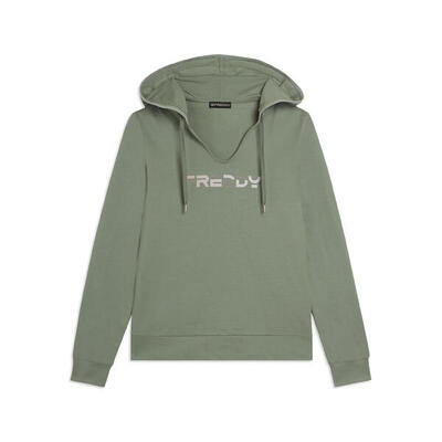 Felpa Scollo a V con Cappuccio e Logo FREDDY olografico
