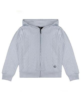 Sweat d'hiver fille à capuche et zip avec texture tressée "Dentelle