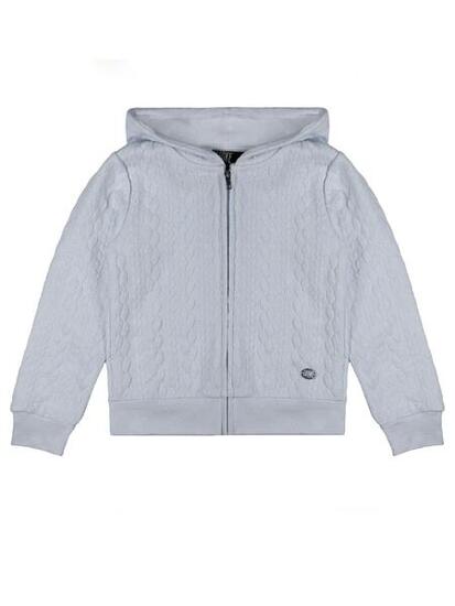 Sweat d'hiver fille à capuche et zip avec texture tressée "Dentelle