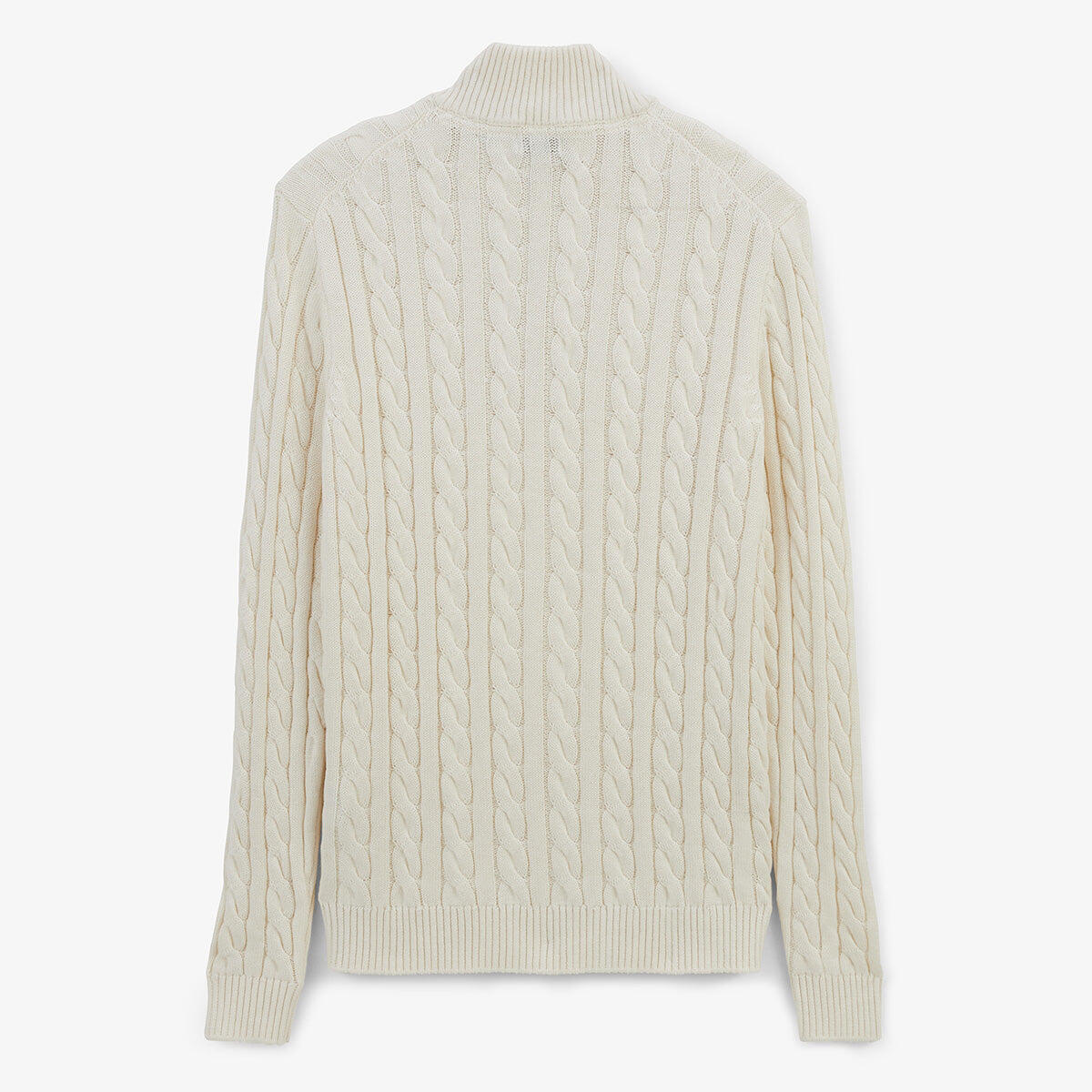 Jersey con cuello de cremallera de punto trenzado algodón y lana cruda Marsala 2/5