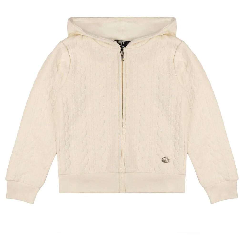 Girls' winter hooded sweatshirts with zip and braided "Lace" pattern