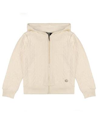 Sweat d'hiver fille à capuche et zip avec texture tressée "Dentelle