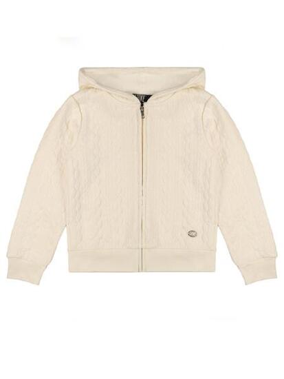 Sweat d'hiver fille à capuche et zip avec texture tressée "Dentelle