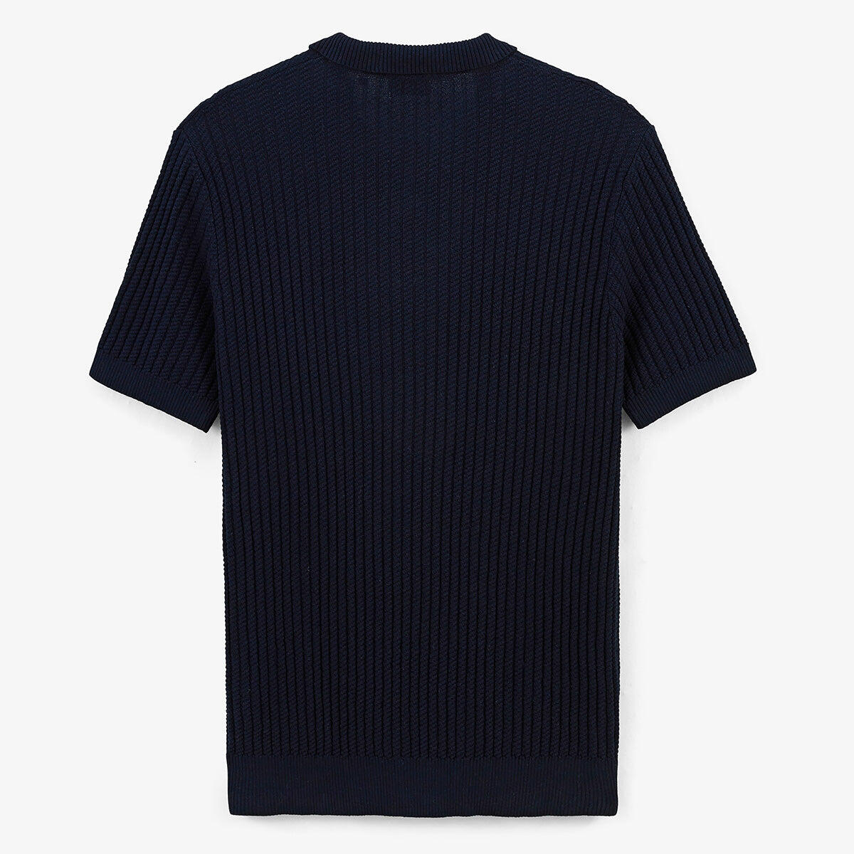 Maglione Milano con collo polo in cotone e lino blu navy 3/6