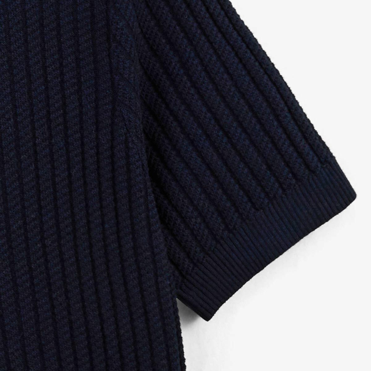 Maglione Milano con collo polo in cotone e lino blu navy 6/6