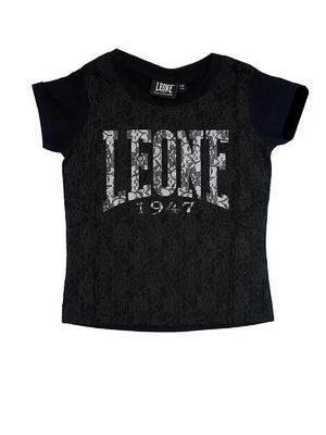 Leone meisjes t-shirt met korte mouwen en pink girl kant