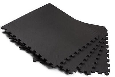 Tappetino puzzle EVA [62x62x12 cm]4 pezzi+2 bordi antiscivolo nero Copre 159M²